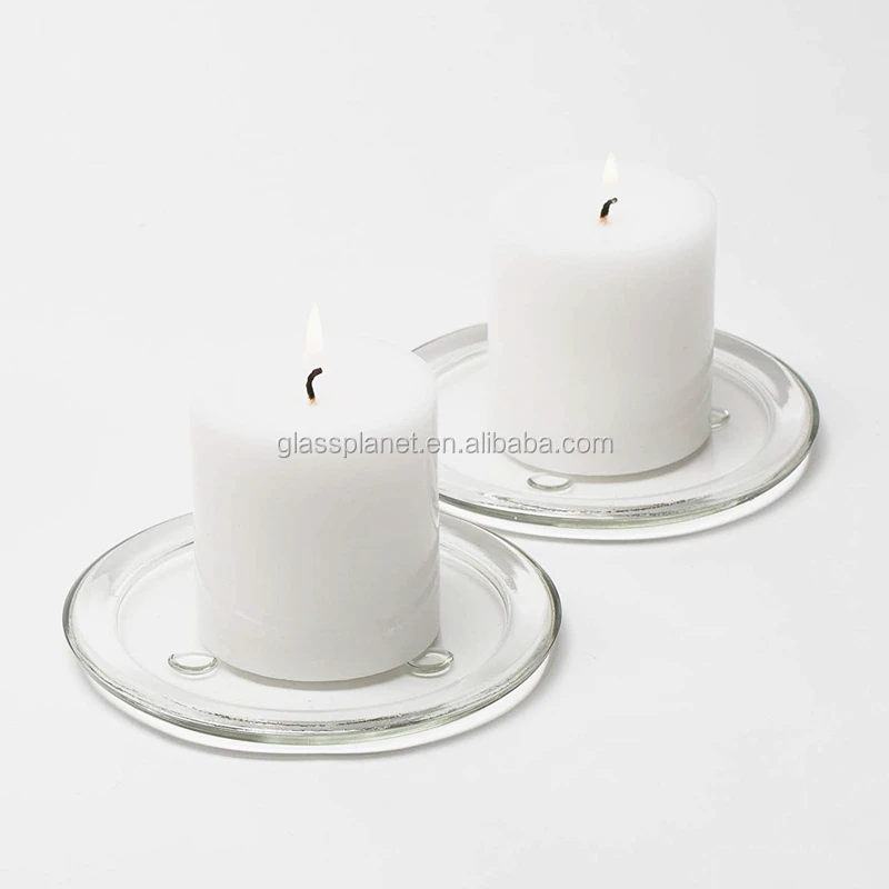 Round Clear Glass Pillar Candle Holder Plate Buy Glass Pillar Candle