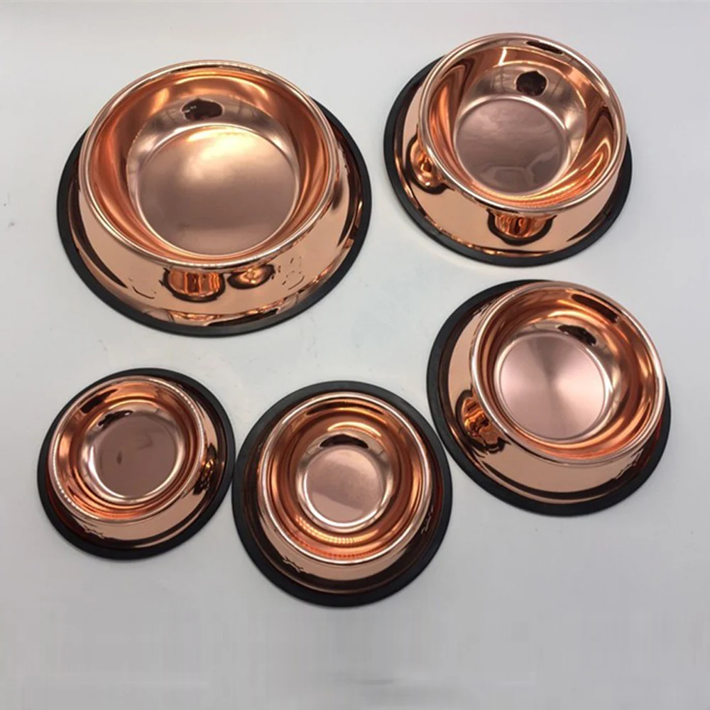 Oem Logo Rose Gold Dog Bowl Stainless Steel Pet Feeders For Sale
