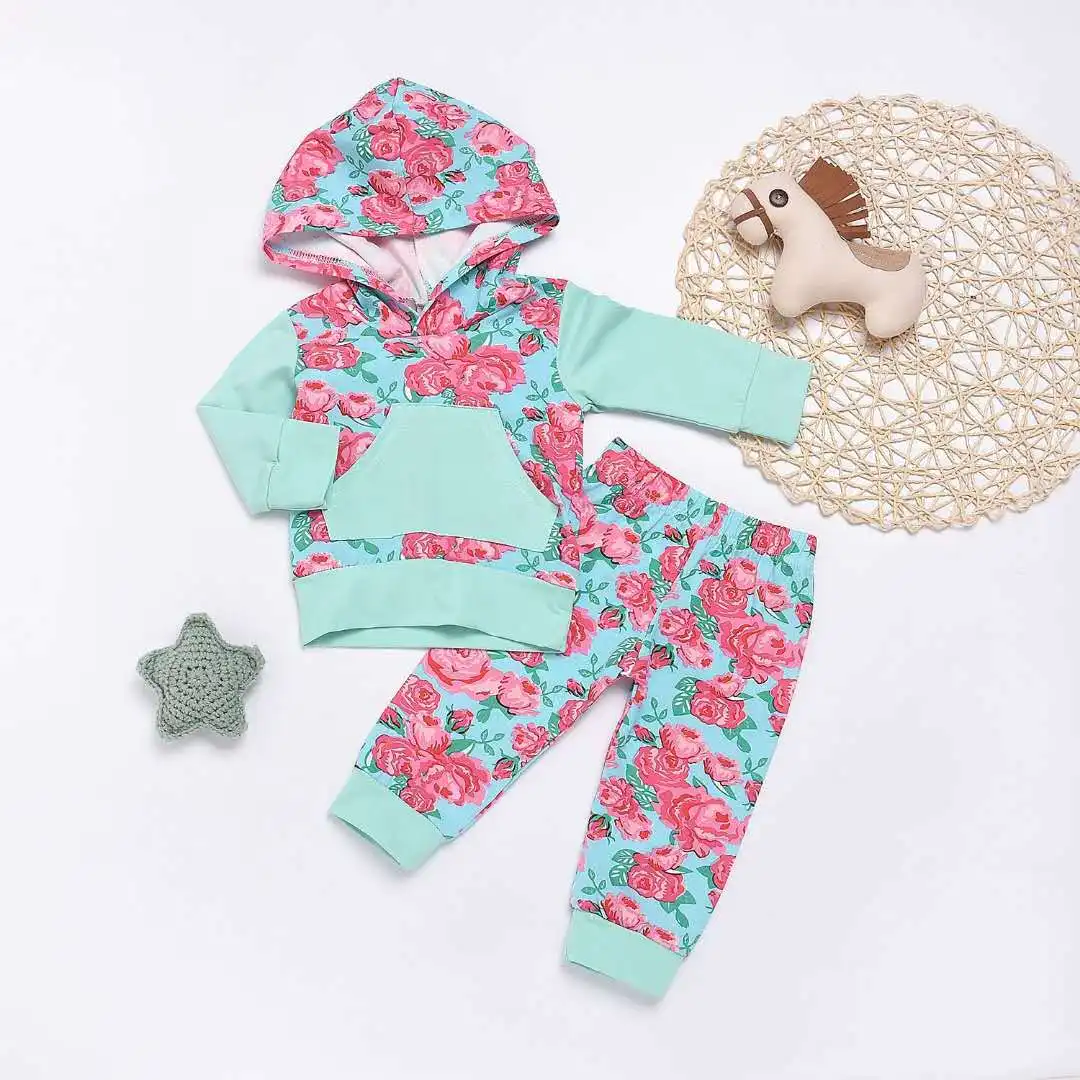 Bulk Wholesale Bebe Clothing Sets Designer Little Floral Hooded Sweatsuit - Buy Baby Clothes ...