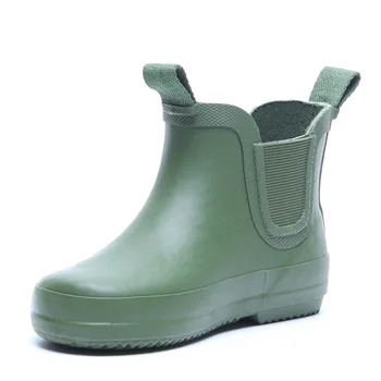 green ankle rain boots