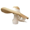 Women's Big Brim Sun Hat Summer Beach Ribbon & Rope Hat Foldable Bowknot Straw Hat