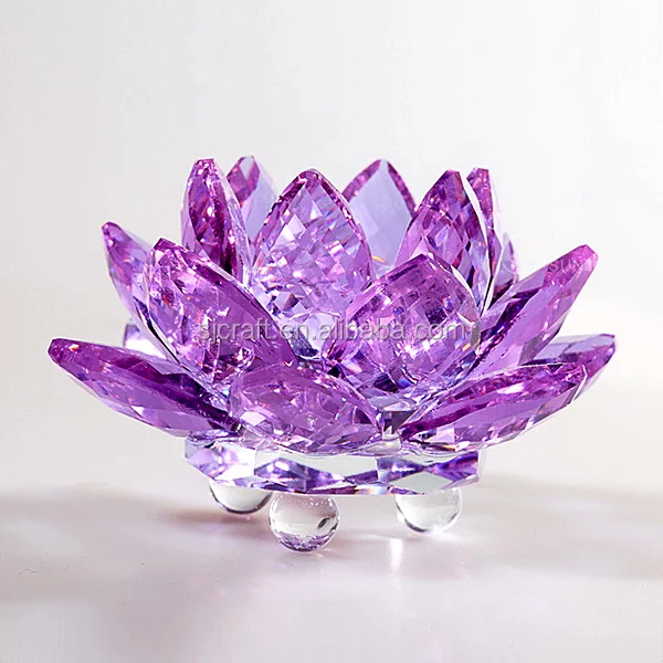 Fengshui Glass Pink Lotus Crystal Flower   Lotus Crystal Favors Sj 