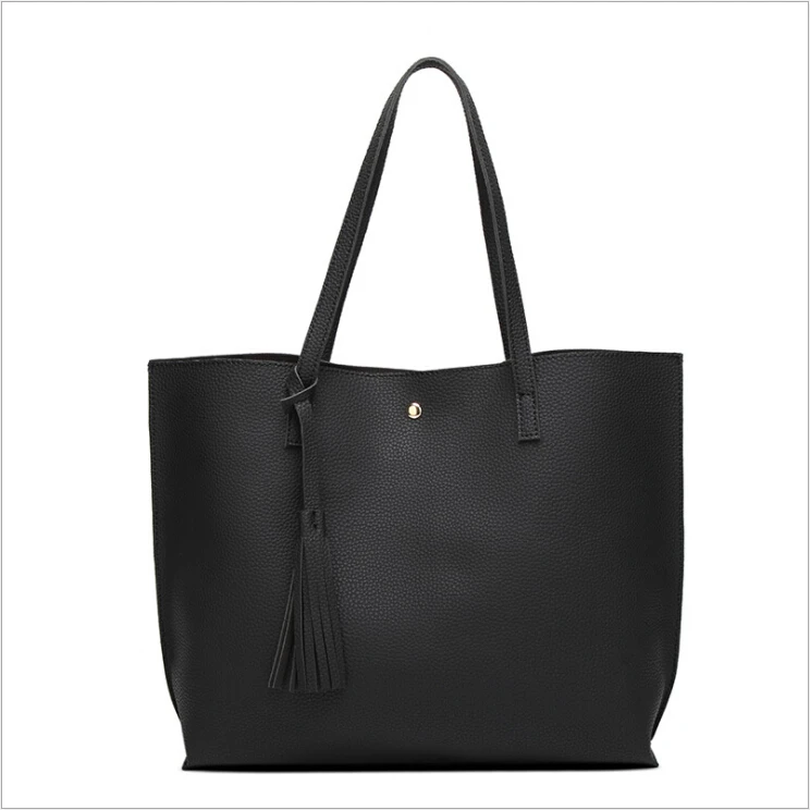 Woman hand bag 2018 designer Euro fashion street lady handbags tassel black tote bag