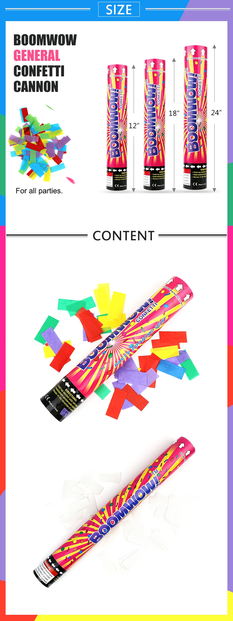 Boomwow Party String Confetti Cannon Confetti Shooter Handheld