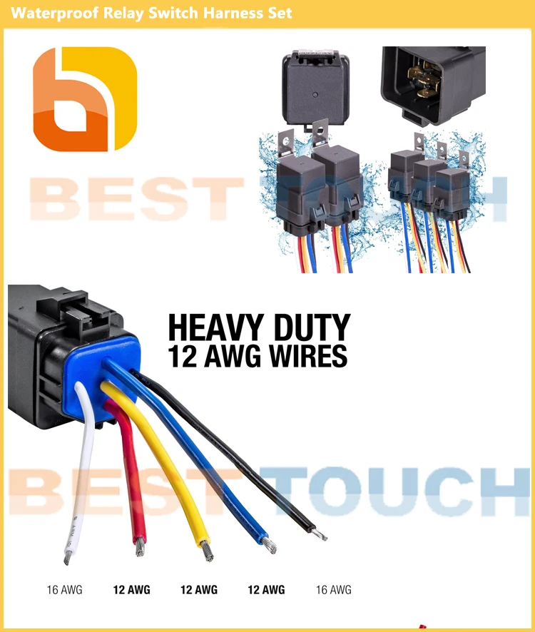 Heavy Duty 12 FREE SHIPPING 5 PACK 40/30 AMP Waterproof Relay And Harness 