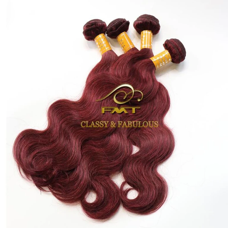 Brazilian Human Hair Weave 99j Color Body Wave Red Braiding Hair
