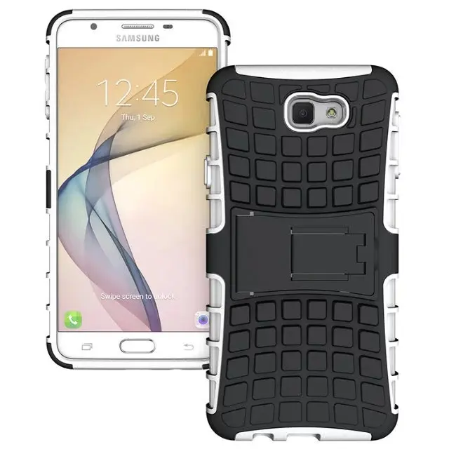 shockproof TPU+PC 2in1 tire pattern bracket cover phone case For Samsung Galaxy J7 Prime