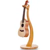 New design solid bamboo violin stand with ukulele small four string guitar creative musical instrument stand for bass guitar