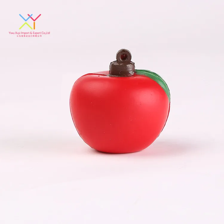 Hot selling PU foam soft apple shaped fruit promotional kids toy stress ball