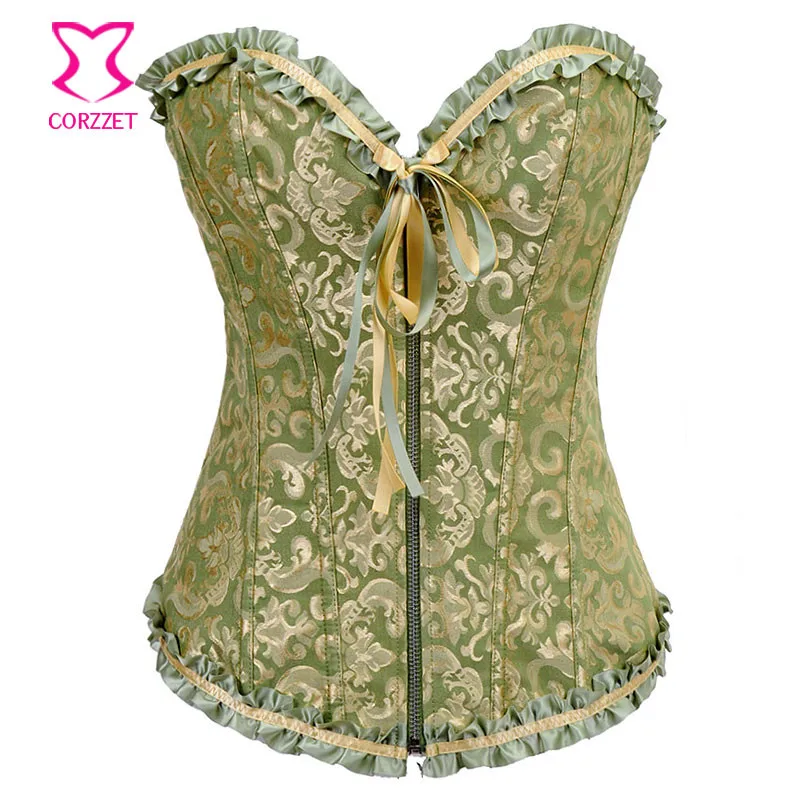 2550a Bustier Sexy Jacquard Overbust Corsets Gothic Corselet Front