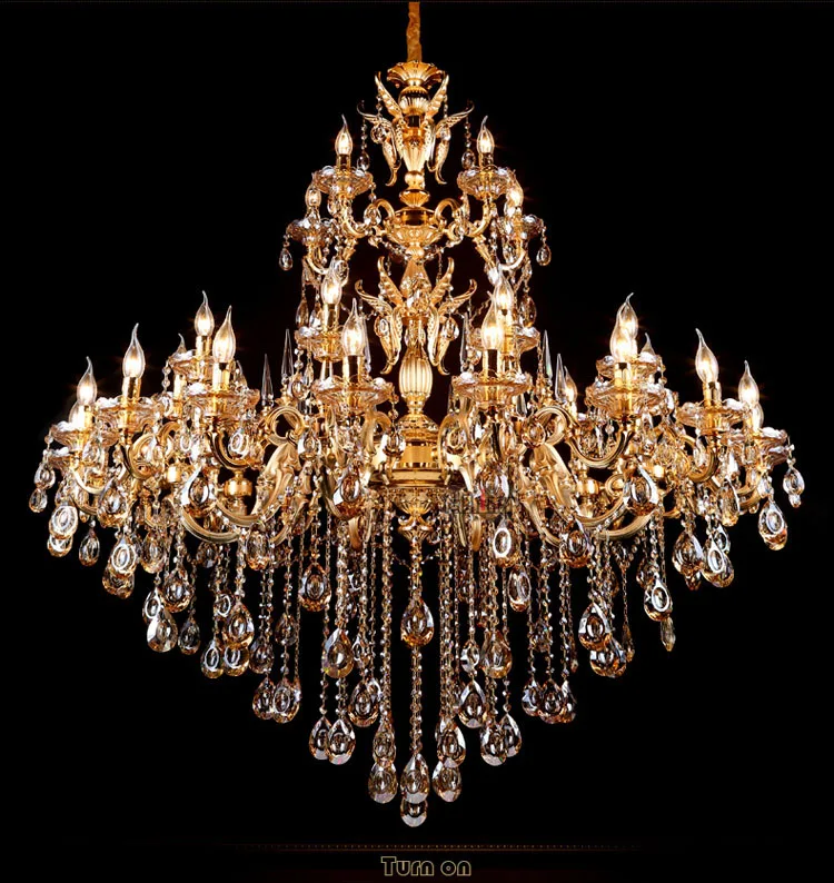 European zinc alloy gold crystal chandeliers pendant lights for the living room corridor of the hotel and villa