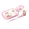 Amazon Top Sellers 2019 Animal Shape Bamboo Fiber Children Tablewares Plate Bowl Water Cup Fork Spoon 5 Sets