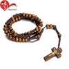 Wholesale custom good the beads of the rosary wood bead necklace with cross handicrafts importer in europe