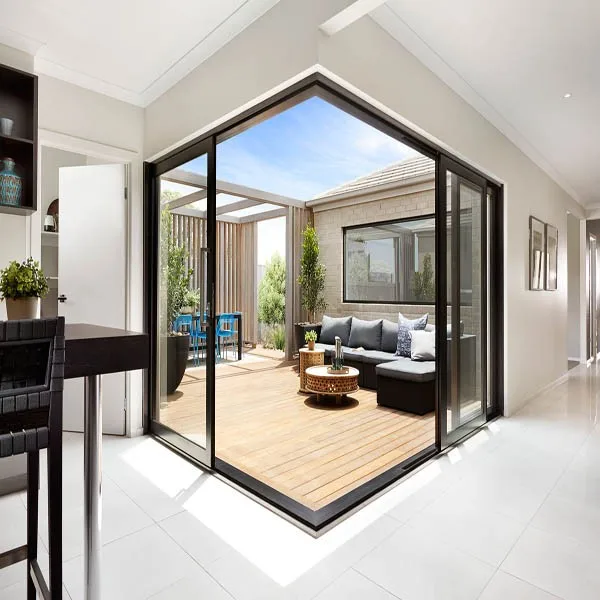 Wood Grain Aluminum Swing Doors , Exterior Glass Swing Door Low E Glazed