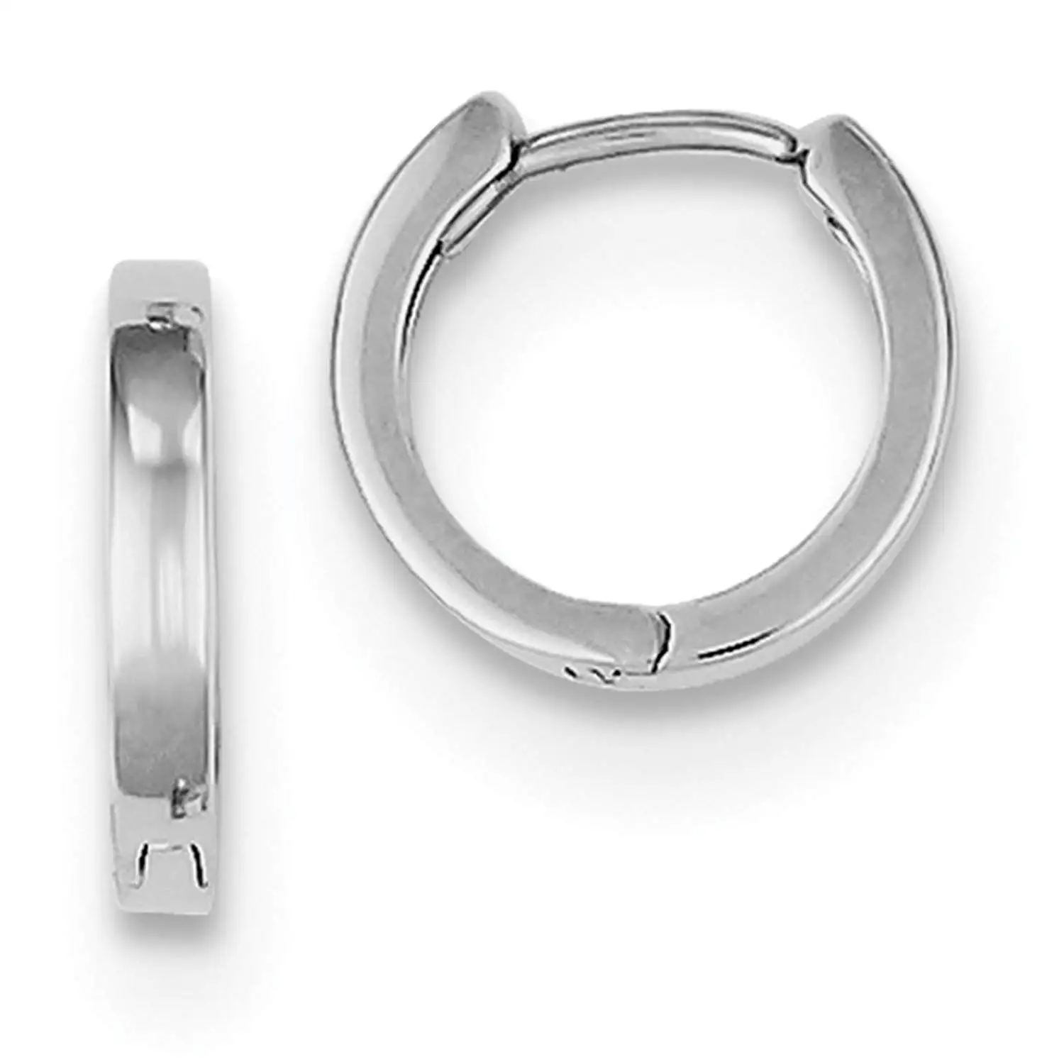 925 Sterling Silver Rhodium-plated Polished Huggie Hoop Earrings 2mm x 14mm