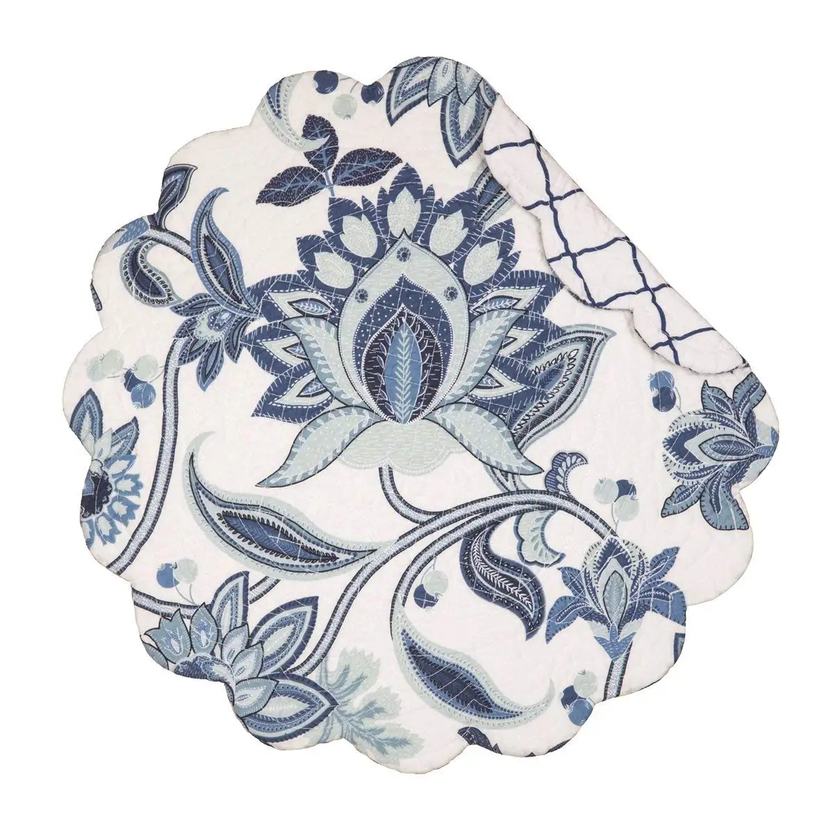 C&F Home Set of 4 Pcs, 17" Round Quilted Placemat, Julianna