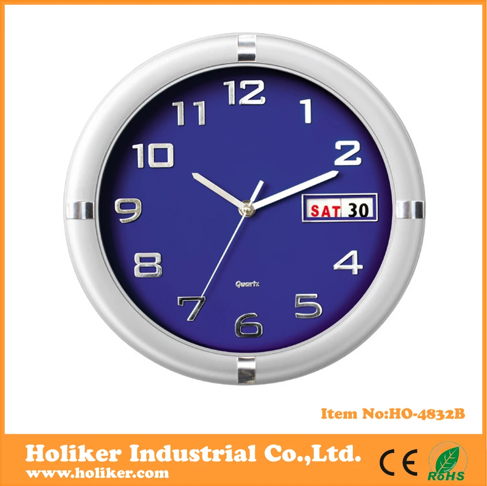 Home Goods Wall Clocks Plastic Round Wall Clock Glass With Calendar