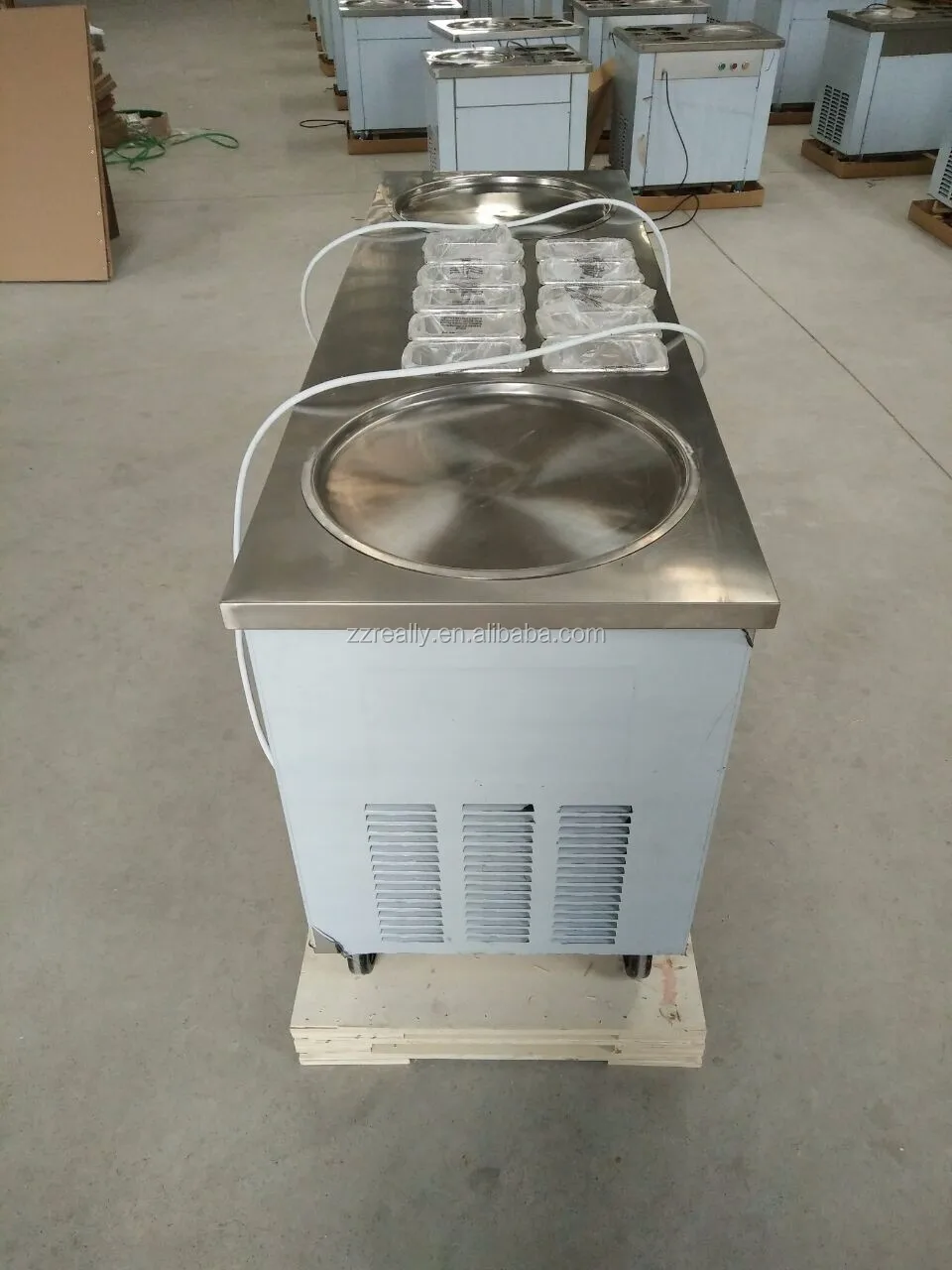 Ce Nsf 304 Stainless Steel Rolled Fried Ice Cream Machine Me With 10