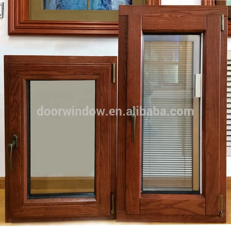 מחיר מכירת מפעל prehung windows חלון עם פנים אלון אדום עץ חיפוי אלומיניום הפסקת תרמית