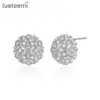 LUOTEEMI Flower Ball Cubic Zirconia Earrings Stud