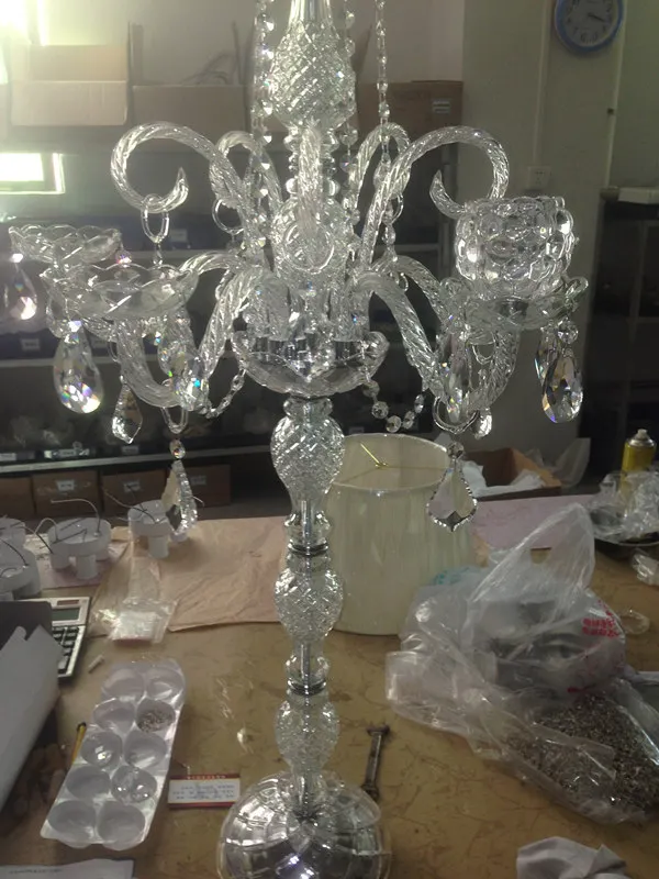 Number Td29 Plastic Candelabra Crystal Wedding Clear Table Lamp For