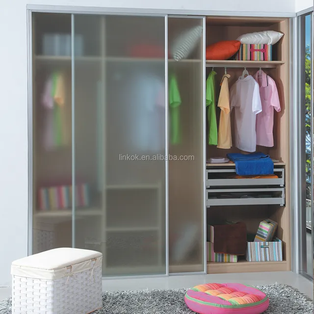 Customized Bedroom Wardrobe Cabinets Painted Glass Sliding Door