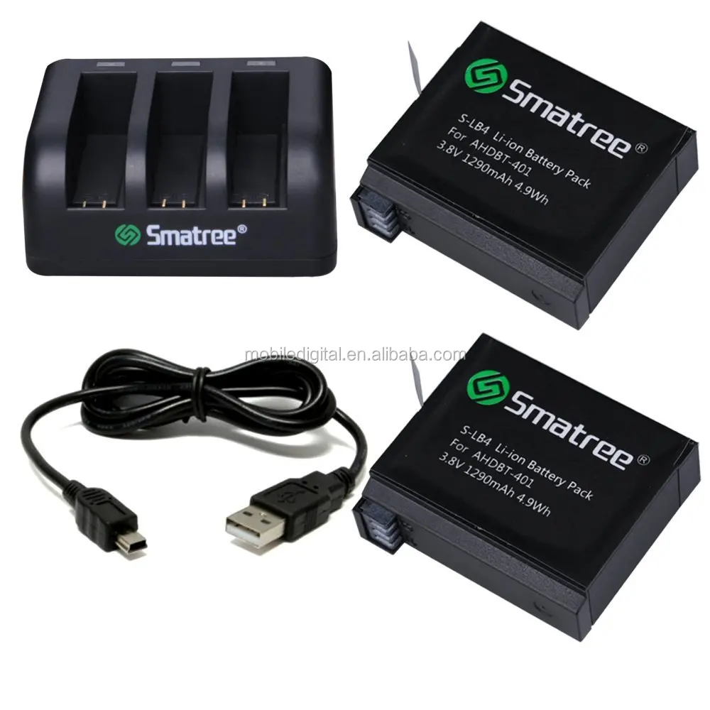 Smatree battery pack for gopro hero 4 with 3-channel charger battery pack for gopro hero 4