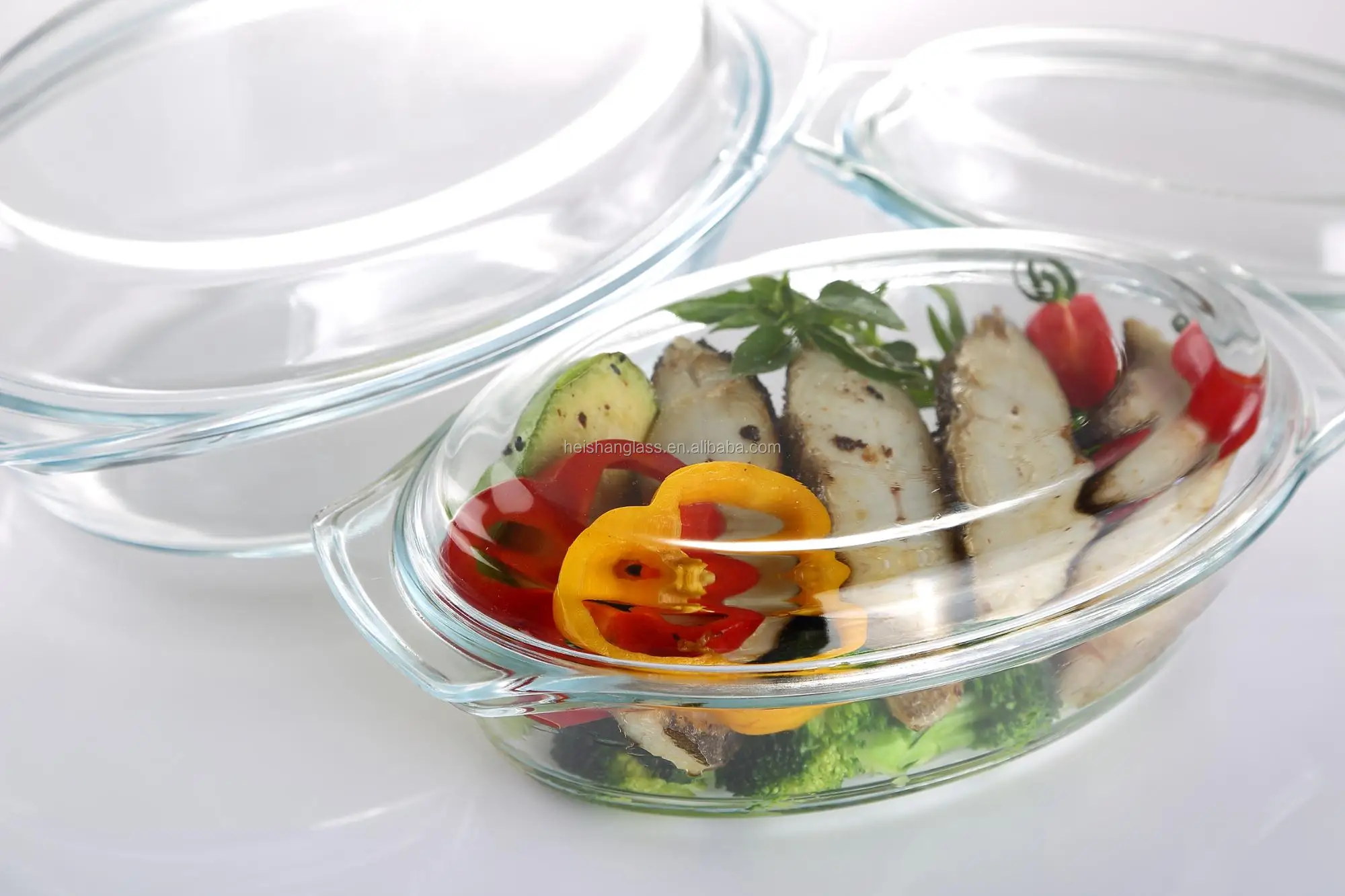 Oval Microwave Safe Borosilicate Glass Casserole With Lid For Kitchen