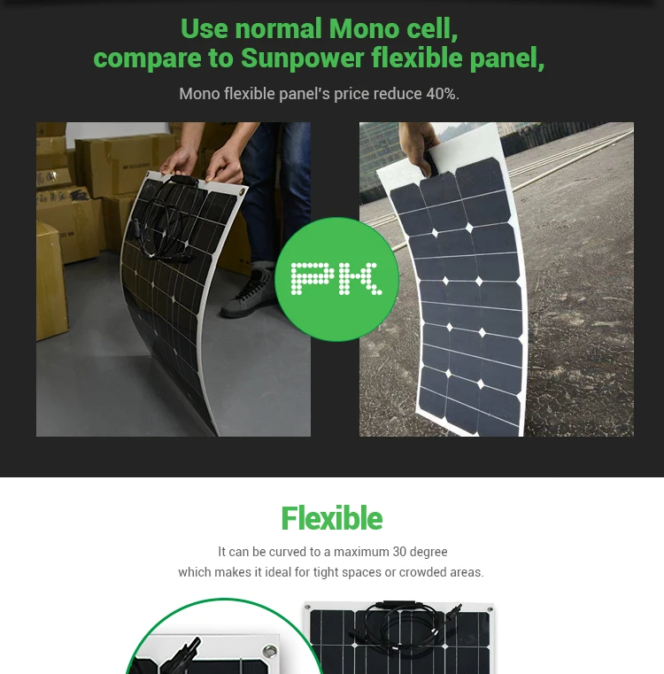 Shine Solar Tech Flexible And Sunpower Solar Panel 135w For 12v System