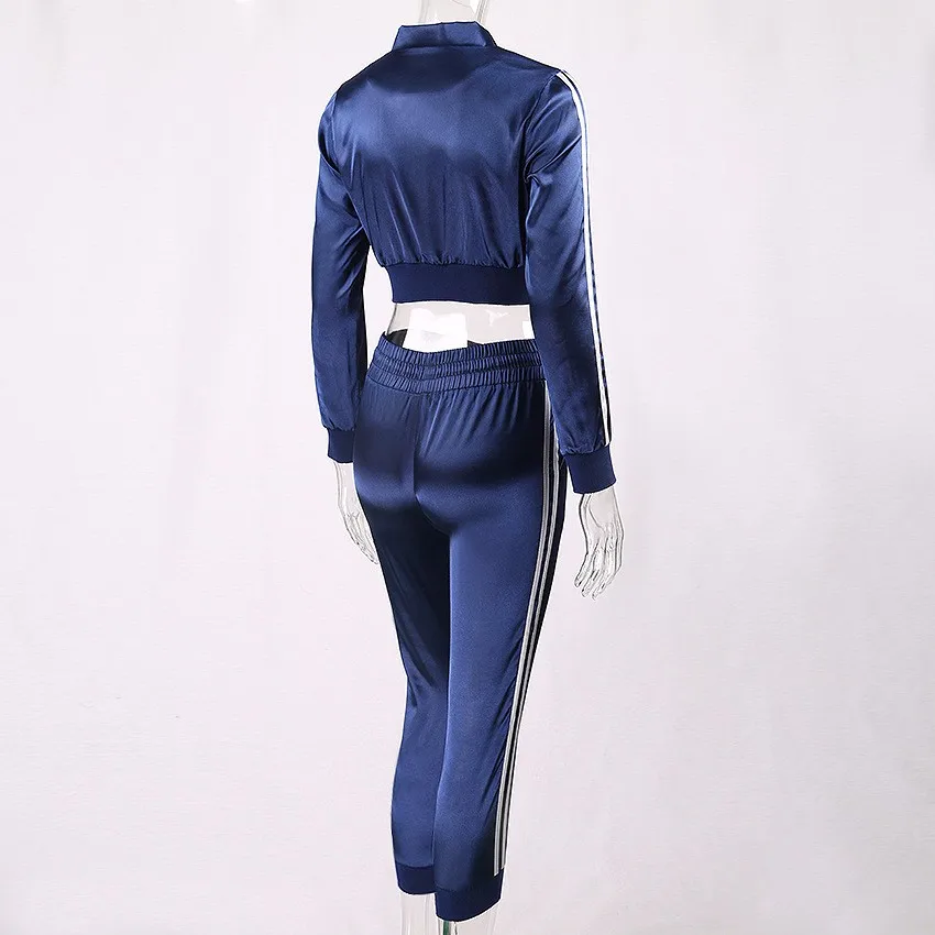 Wholesale High Quality Latest Design Custom Oem Slim Fit Satin Tracksuits Womens Silk Tracksuit