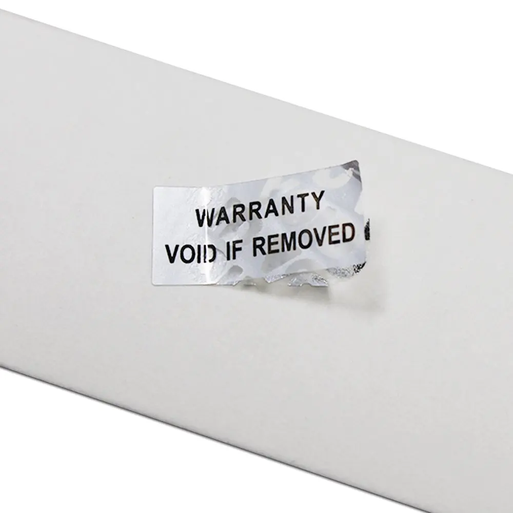 Tamper Evident Foil Security Labels Sticker Seals Warranty Void if Removed Rectangle 1 x .375 25.4mm x 9.52mm 50