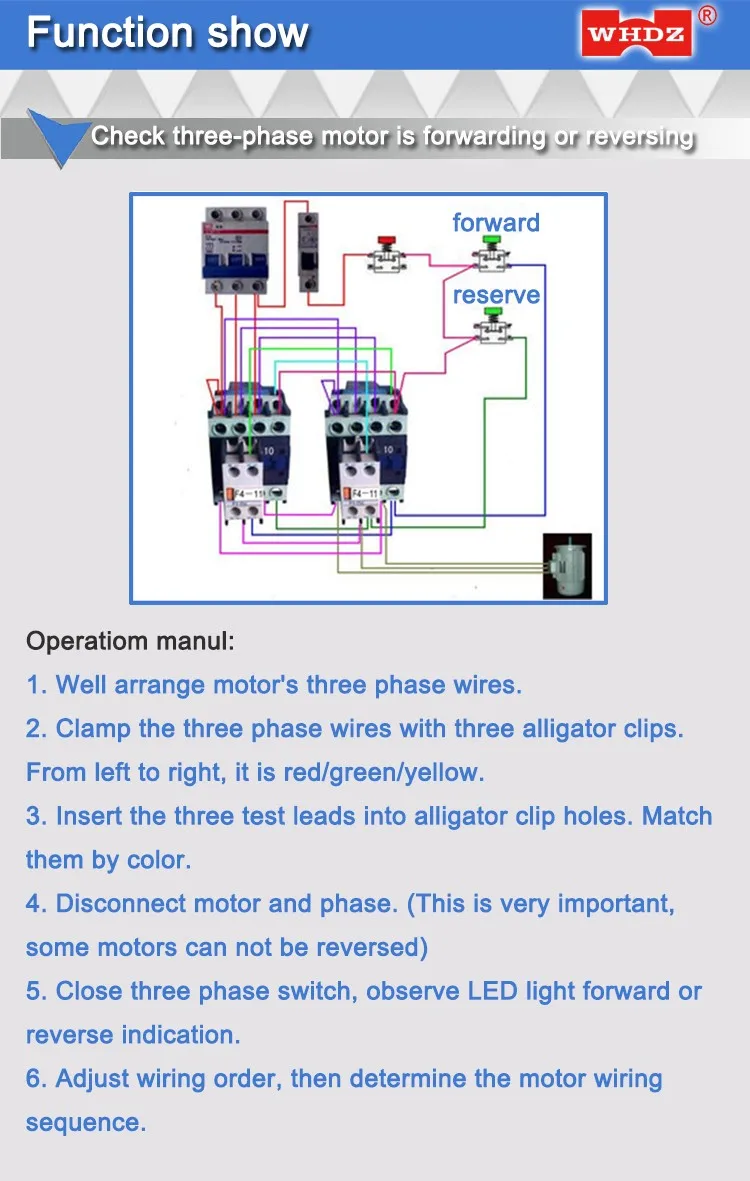 SP8030 3-Phasen-Drehrichtungsanzeiger Messgerät-Detektor v 