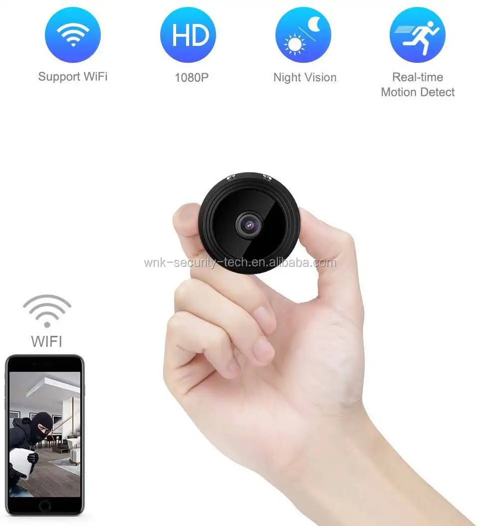 Battery Powered Smart Hidden Camera 150 Degree Wide Angle 1080p