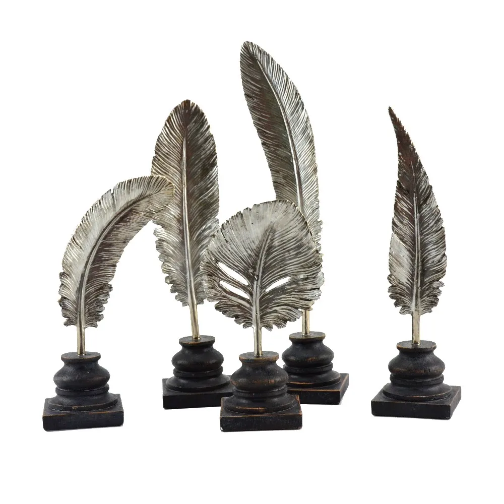 Resin Feather Decorative Feather Shape Business Name Card Holder Gold Napkin Rings Wedding Gifts factory