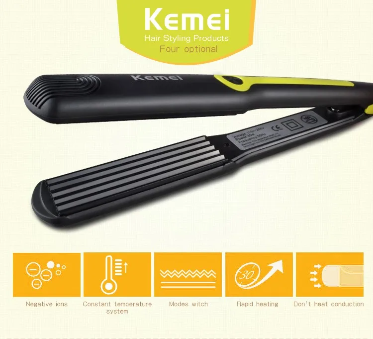 Kemei  Professional Hair Iron 2 in 1 Ceramic Hair Straightener & Curler KM-2119 Wholesale