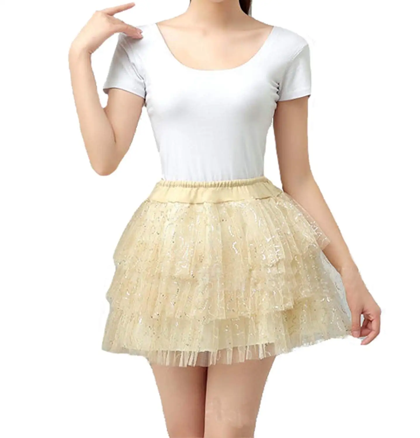 V.C.Formark Tutu Skirt Underskirt Puffy Full Lace Tulle Skirt For Girls Slip
