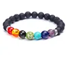 BR01 Amazon Hot Sale Natural Volcanic Stone Stretch Bracelets Multi Colored Stone Bracelet Yoga Energy Stone Beaded Bracelet