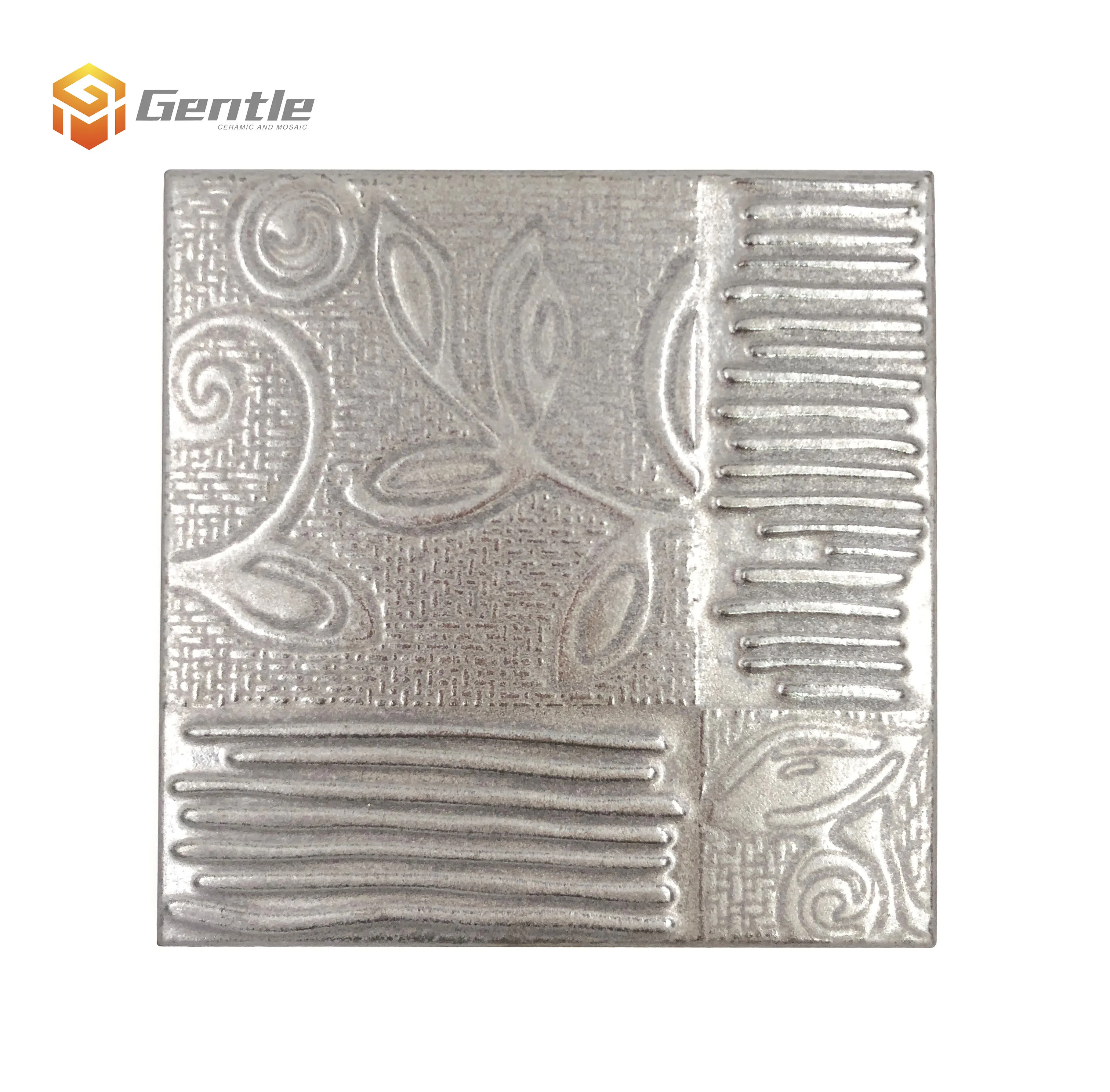 Vintage Flower Pattern Square Wall Tile Metal Glazed Ceramic Vintage Flower Pattern Square Wall Tile
