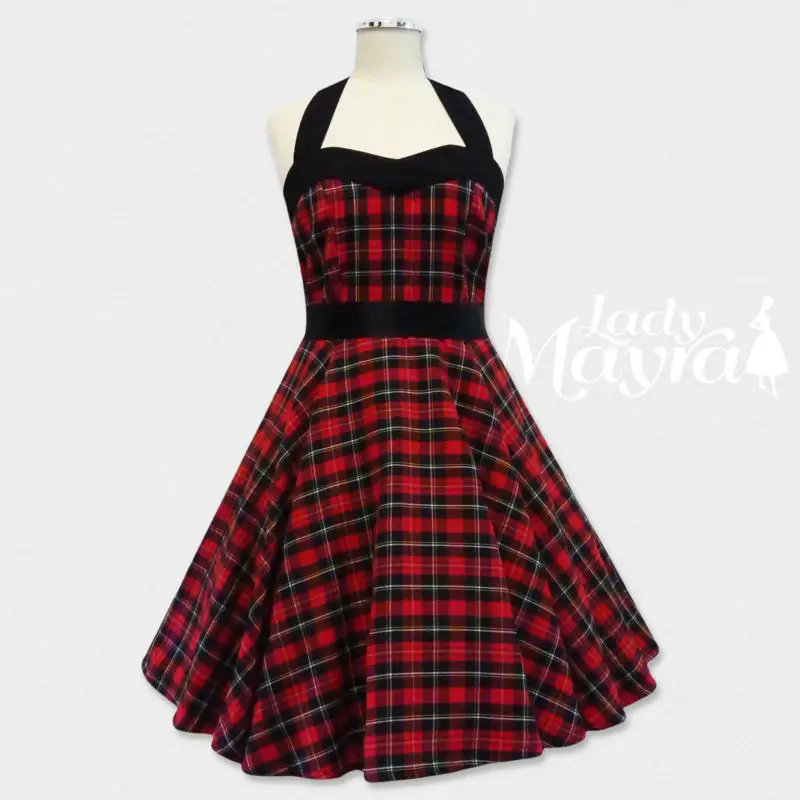 tartan rockabilly dress