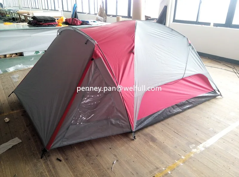 屋外3人用ダブルレイヤーレッドグレーカラーキャンプテント Buy キャンプテント テント バックパックテント Product On Alibaba Com