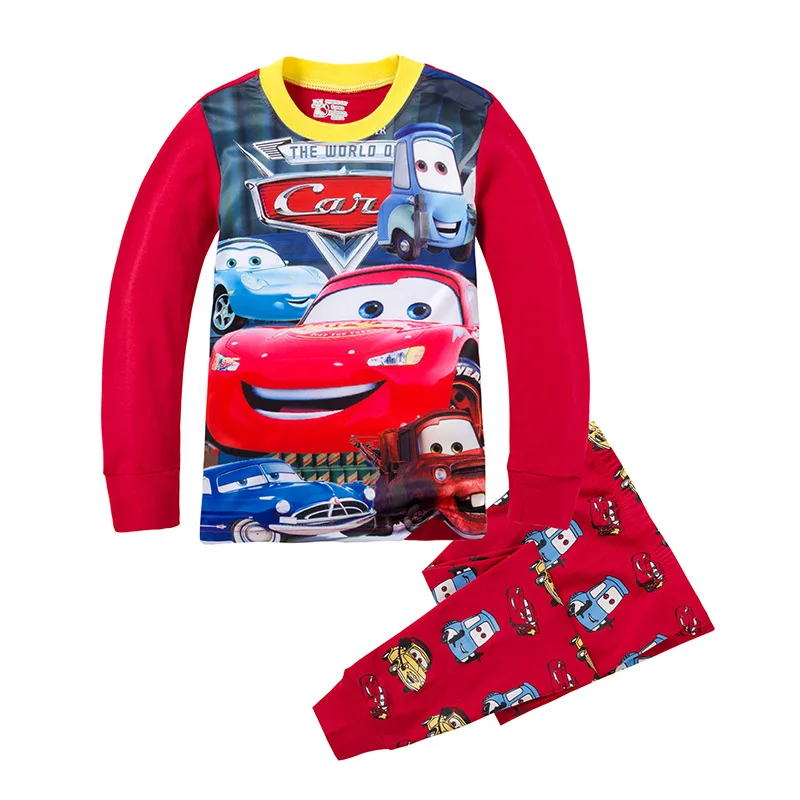 knitted cotton 100 toddler kid pajamas set with cute cartoon pattern Cars 02