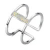 Tonglin pure silver 925 sterling fashionable geometry parallel bar ring cool opal open ring