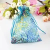 coral pattern personalized custom printed blue jewelry gift organza bag