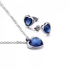 Custom heart-shaped Shimmering navy crystal stainless steel jewellery sets earring necklace china jewelry factory