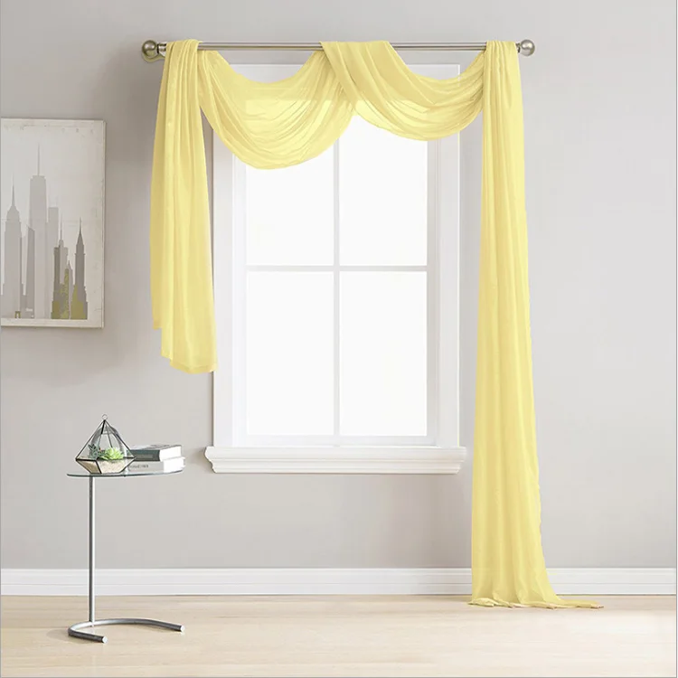 Elegant simple color customized polyester scarf curtain