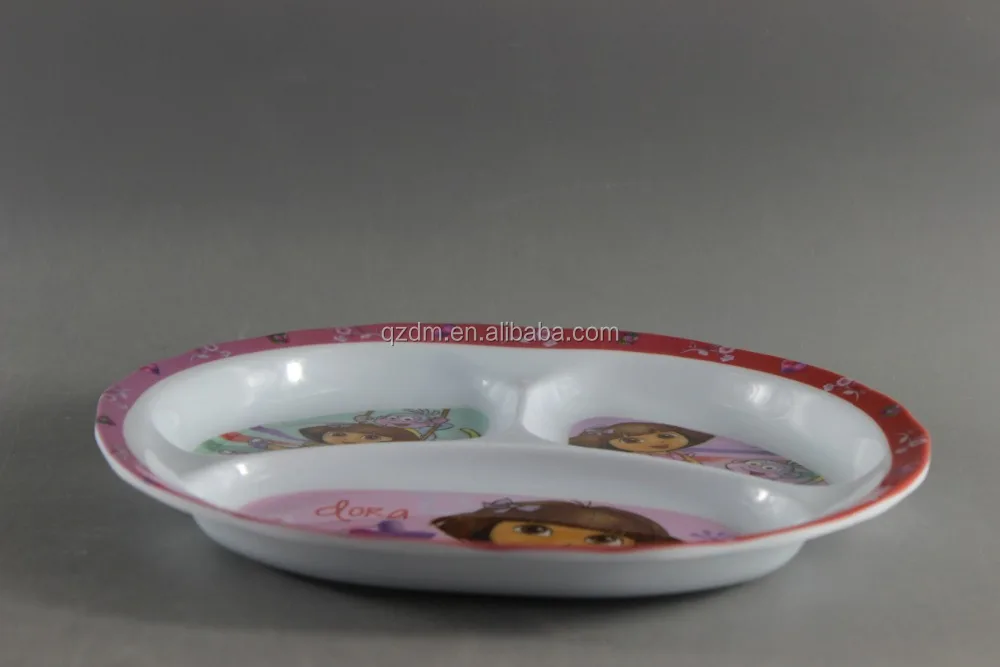 2016 Hot Sale Oval Shape Melamine Kid Division Plate