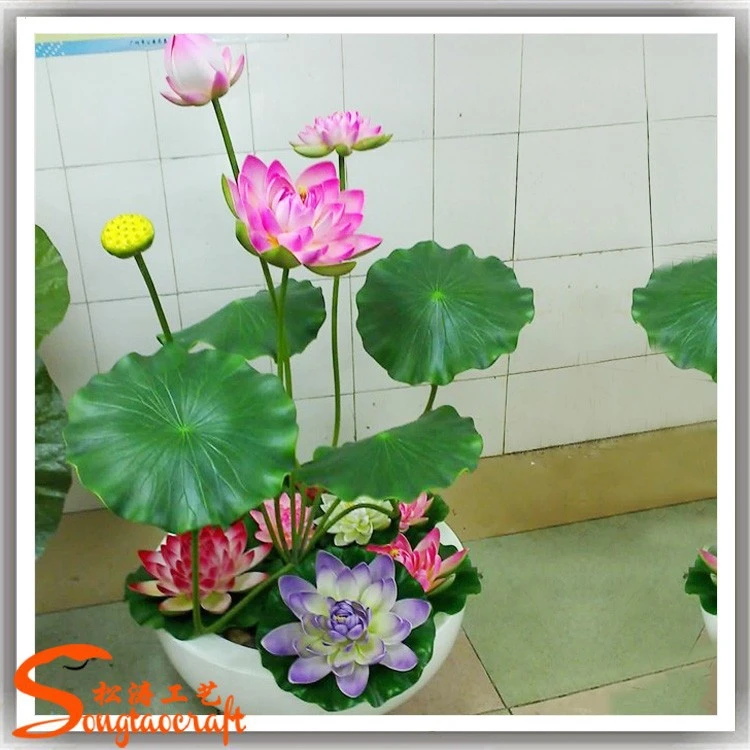 Artificial Lotus Flower Pot Real Touch Decorative Artificial Lotus