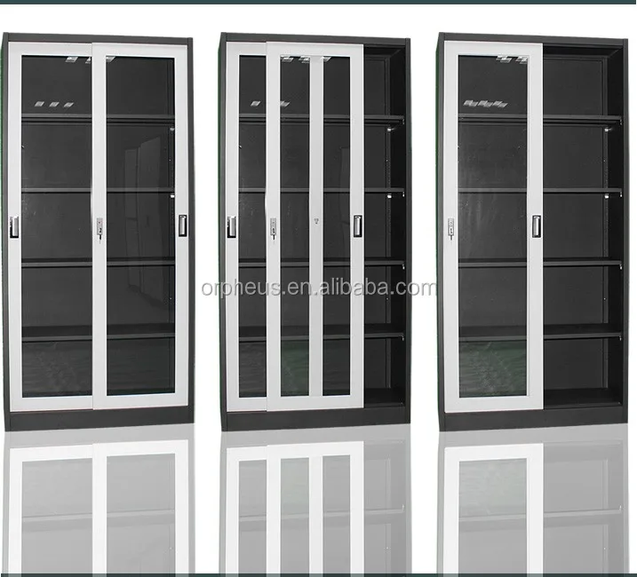 Elegante Innen Weiß Glas Tür Datei Schrank Büro Buch Regale Schrank 5