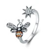 Modalen Adjustable Antique Eternity Gemstone Bee 925 Sterling Silver Ring