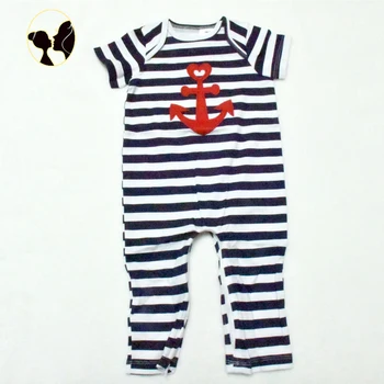 navy blue and white striped romper